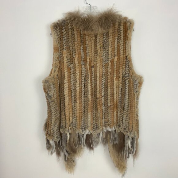 Dolce Cobo Rabbit Raccoon Fur Fringe Vest BOHO Western Mob Wife Sz 2X - Picture 6 of 16